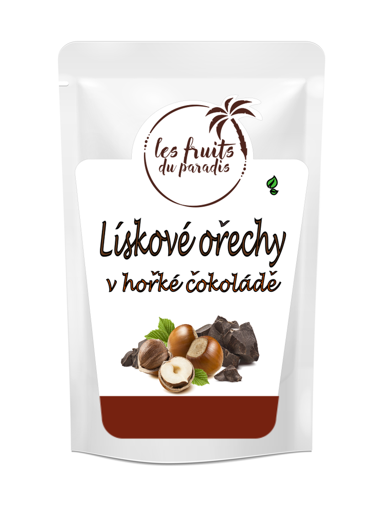 Lieskové oriešky v horkej čokoláde 500 g LES FRUITS DU PARADIS