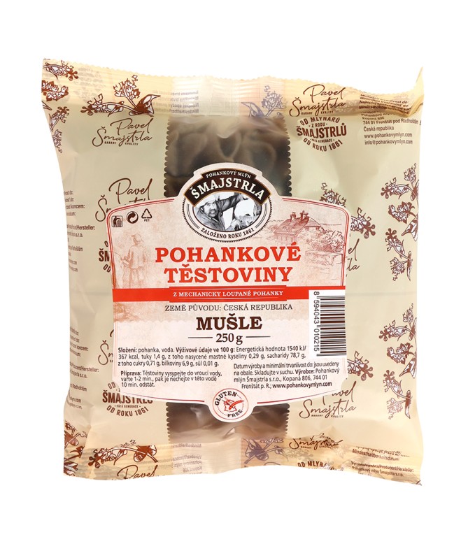 Pohánkové cestoviny - mušle 250 g ŠMAJSTRLA