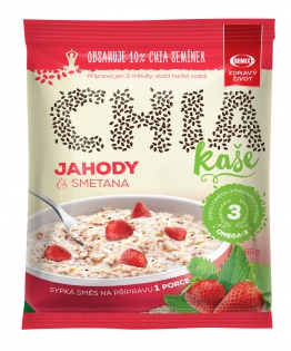 Ovsená chia kaša s jahodami a smotanou 65 g SEMIX