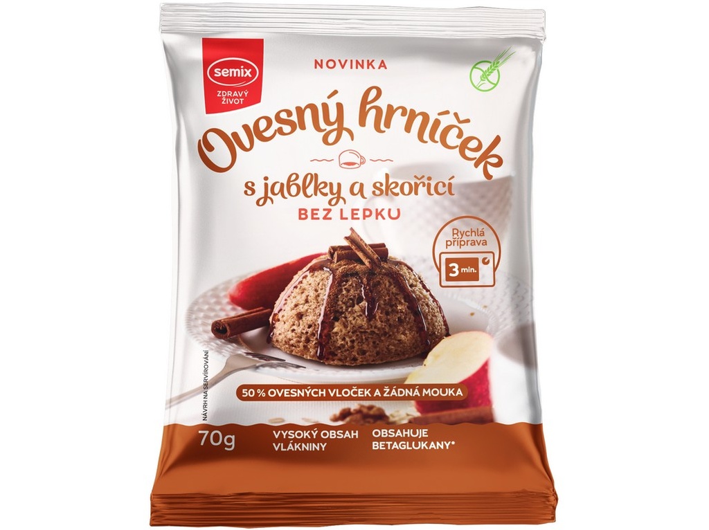 Ovsený hrnček s jablkami a škoricou 70g, 70 g SEMIX