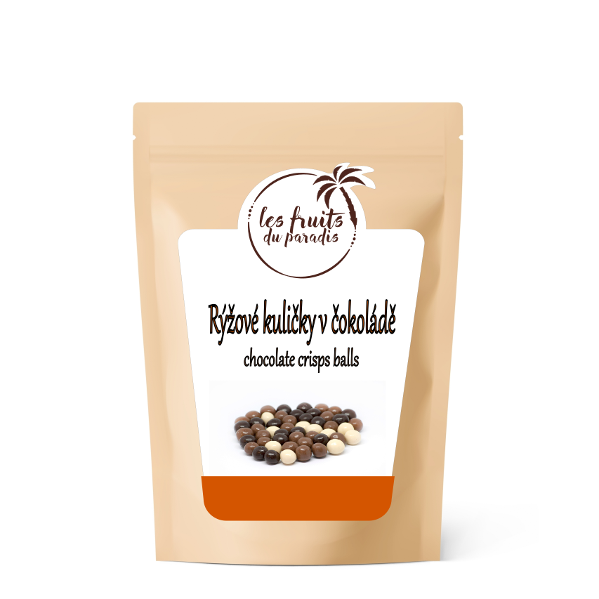 Pufované ryžové guľôčky v troch čokoládach 500 g LES FRUITS DU PARADIS