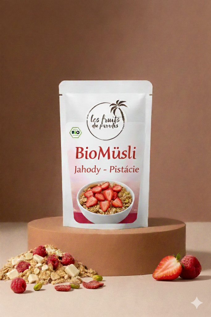 BIOMüsli Jahody - Pistácie 300 g LES FRUITS DU PARADIS