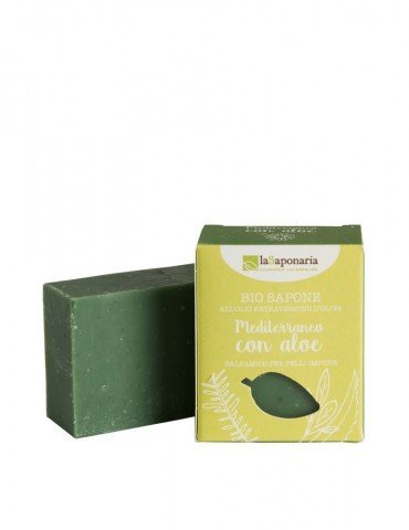 [EECOLSA022] laSaponaria Tuhé olivové mýdlo BIO - Středomořské bylinky s aloe (100g), ECONEA 100 g
