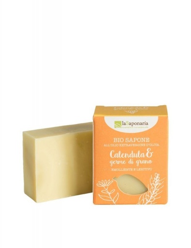 [EECOLSA026] laSaponaria Tuhé olivové mýdlo BIO - Měsíček a pšeničné klíčky (100 g)