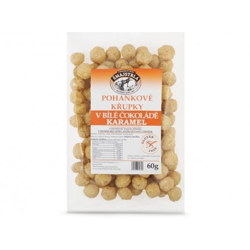[S13077] Pohánkové chrumky s bielou čokoládou - karamelové 60 g ŠMAJSTRLA